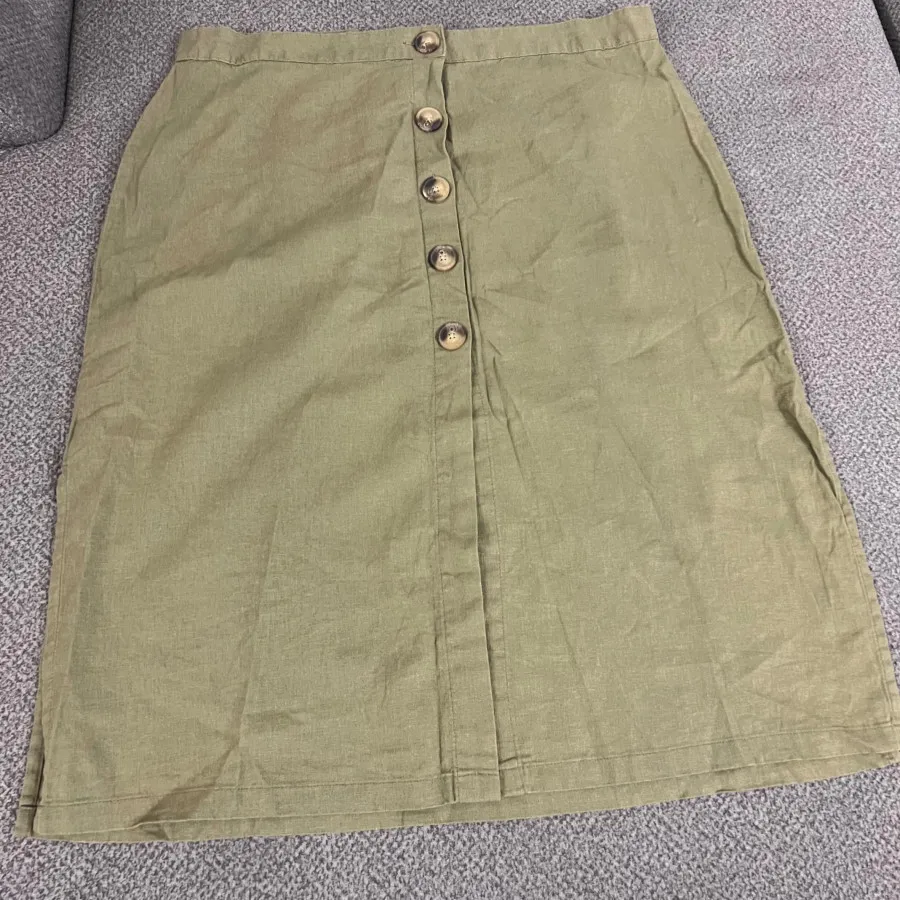 دامن لینن سبز خاکی