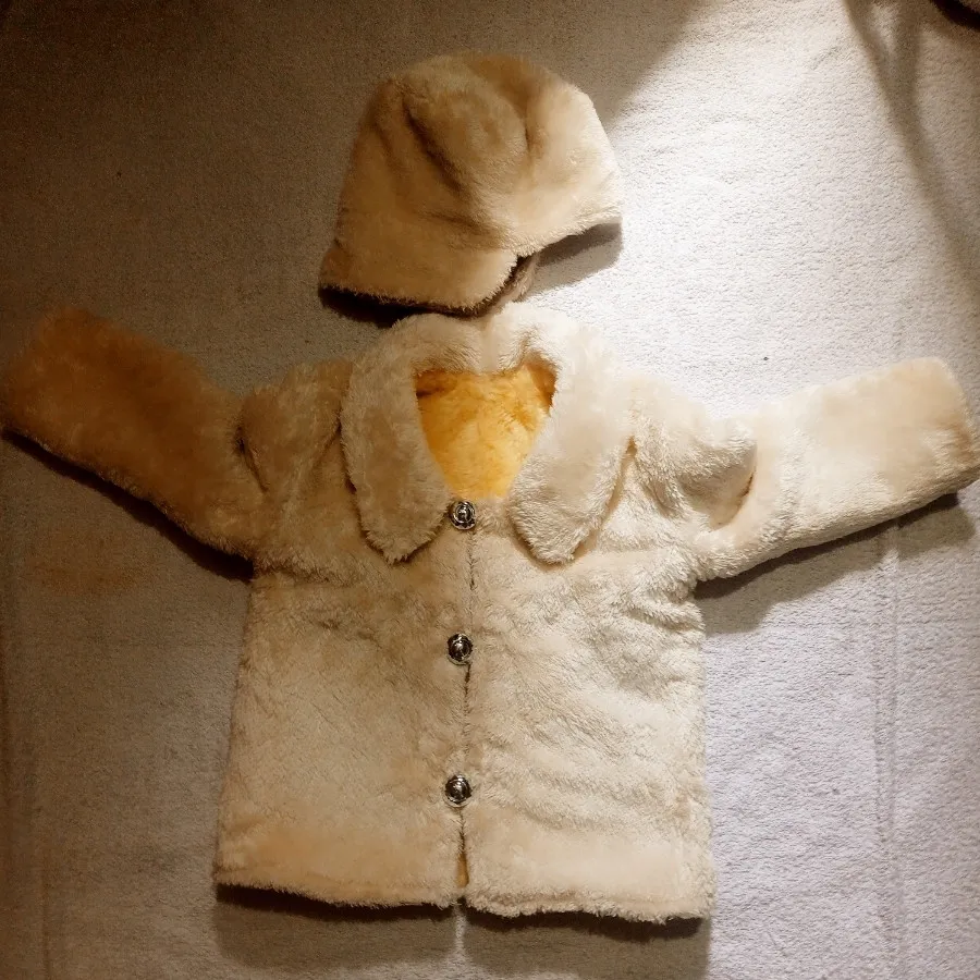 کاپشن کلاه خز تدی سفید