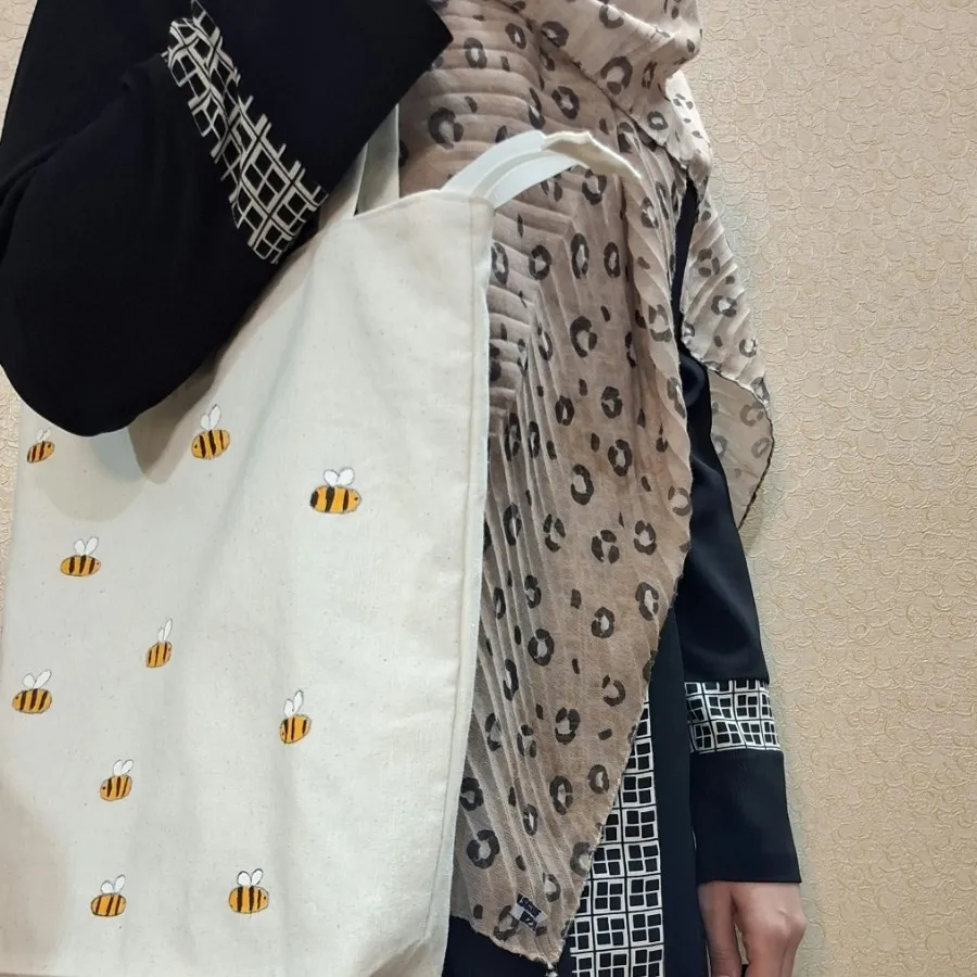 کیف پارچه ای طرح زنبورعسل