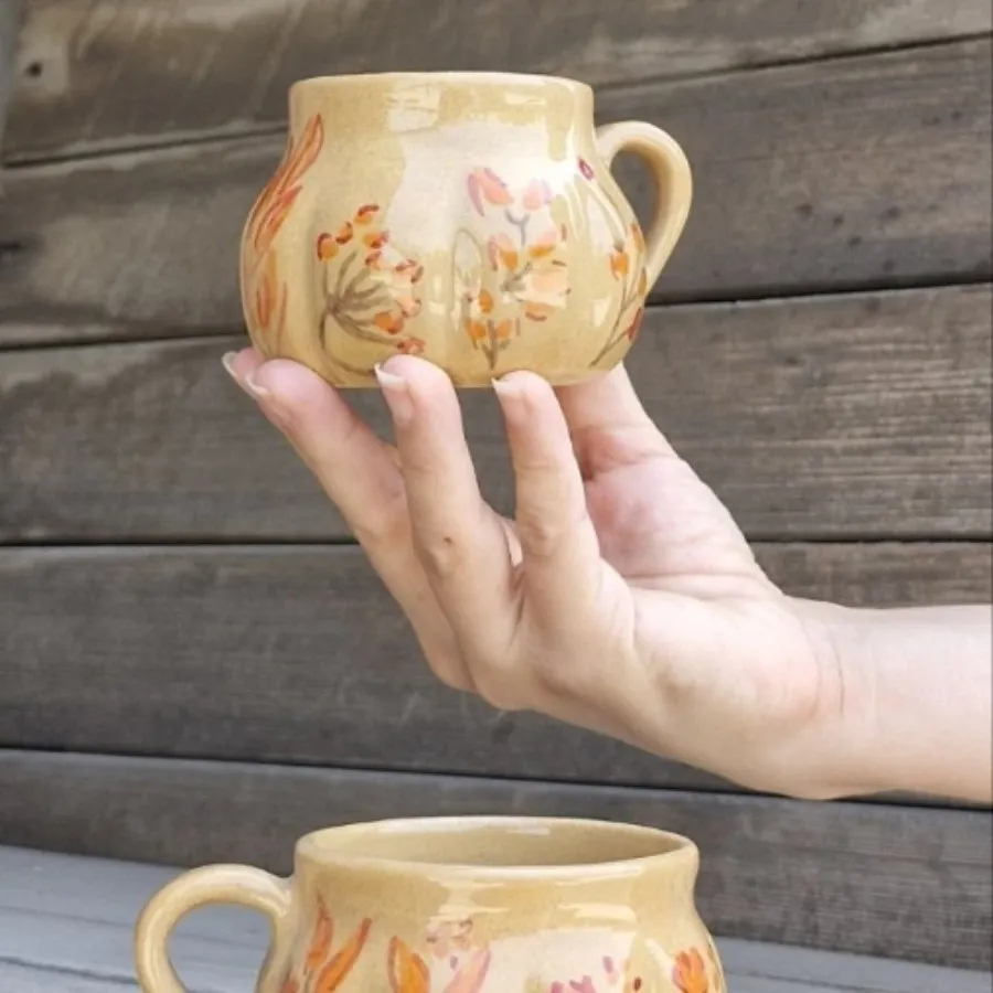 فنجان سفالی دست ساز