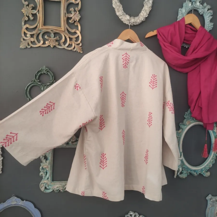 ست مانتو لینن کرمی و شال