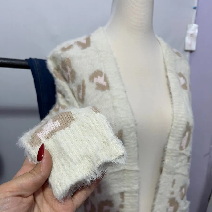 رویی پشمی پلنگی صورتی