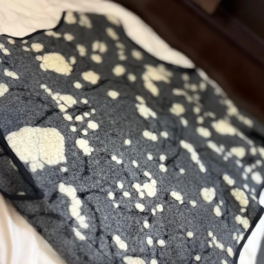 وست مشکی خاکستری پشمی