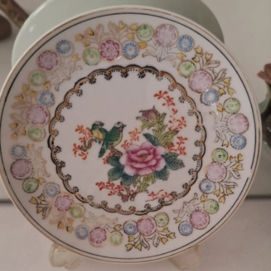 بشقاب عتیقه گل و بلبل