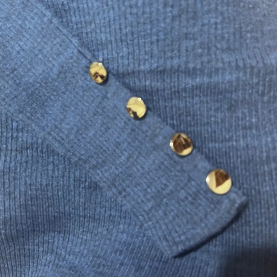 بافت آستین سه دکمه آبی