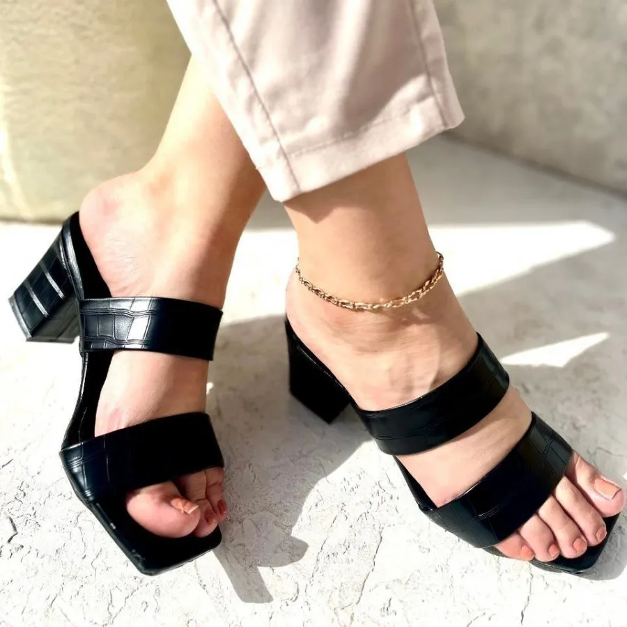 صندل پاشنه دار طرح سنگی