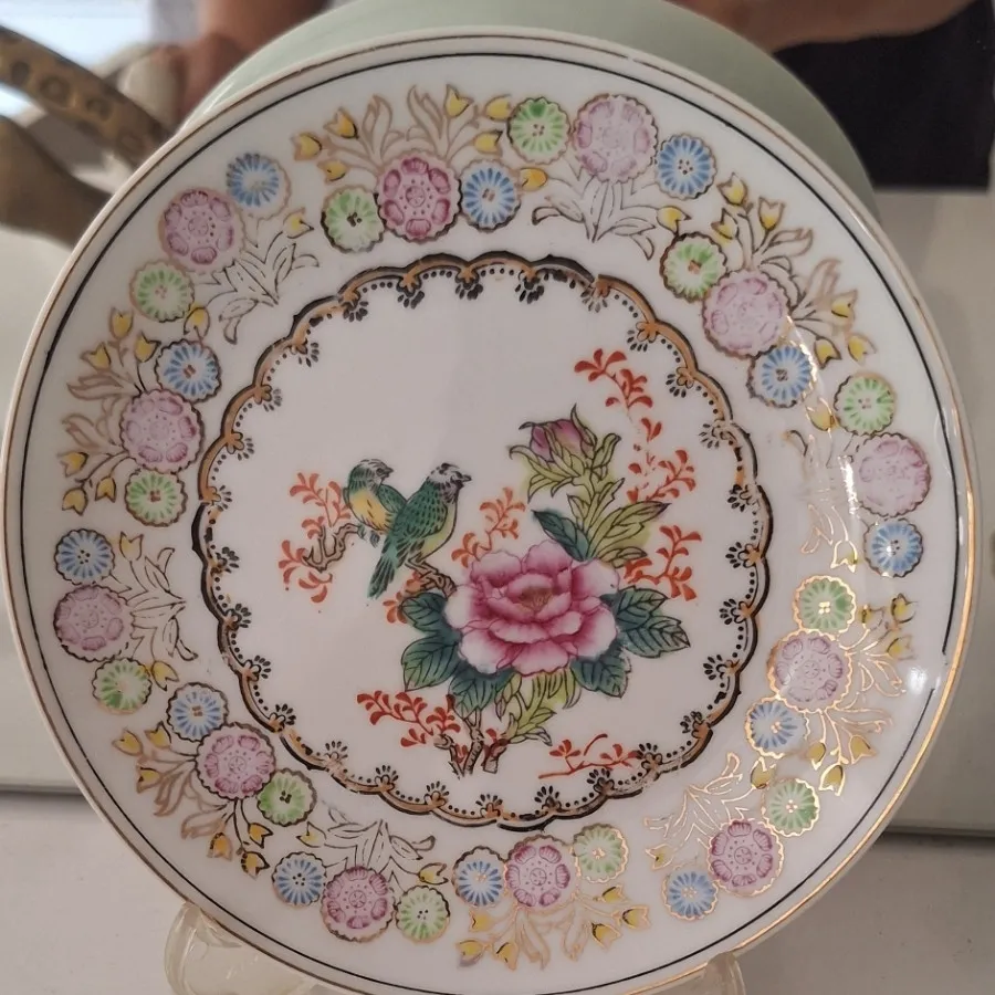 بشقاب عتیقه گل و بلبل