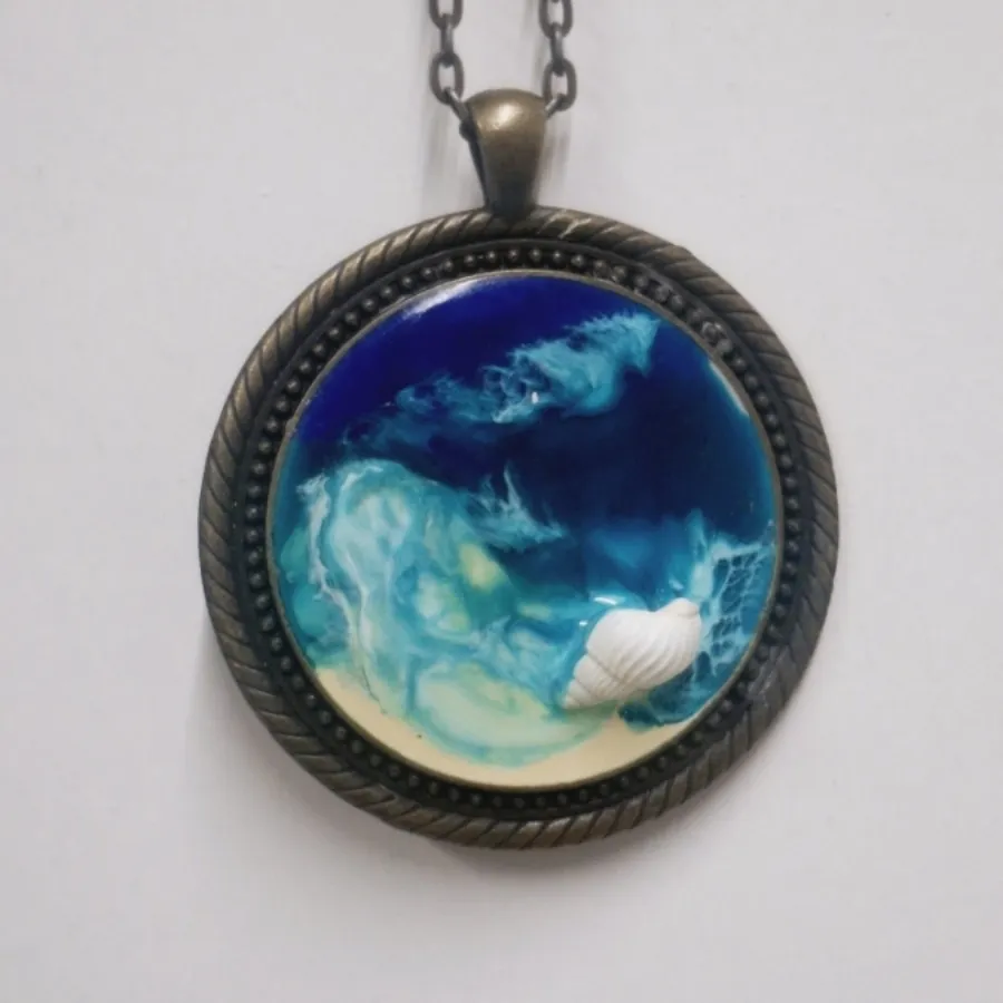 گردنبند رولباسی  طرح دریا