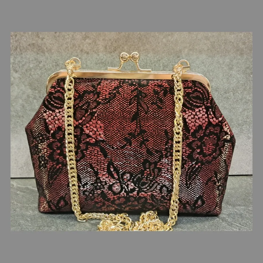 کیف دهانه فلزی طرح دانتل