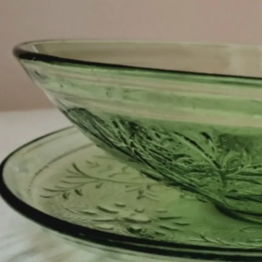 بلور  کاسه بشقاب سبز