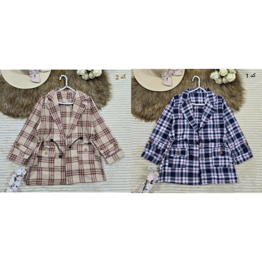 پالتو چهارخونه یقه انگلیس