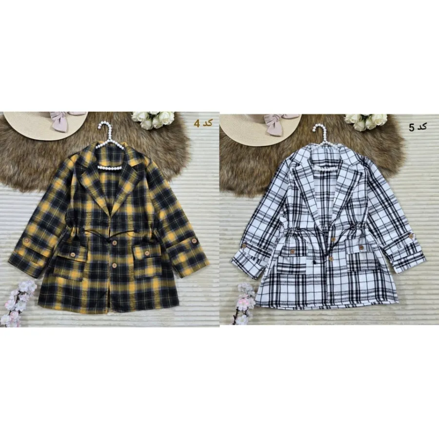 پالتو چهارخونه یقه انگلیس