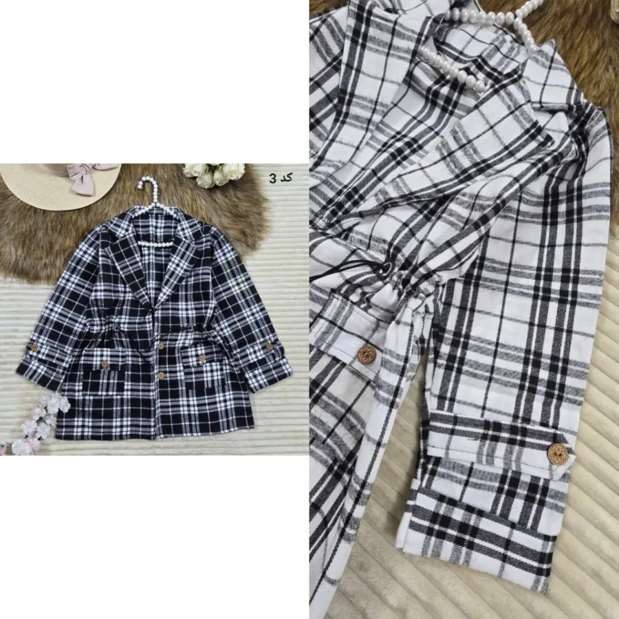 پالتو چهارخونه یقه انگلیس