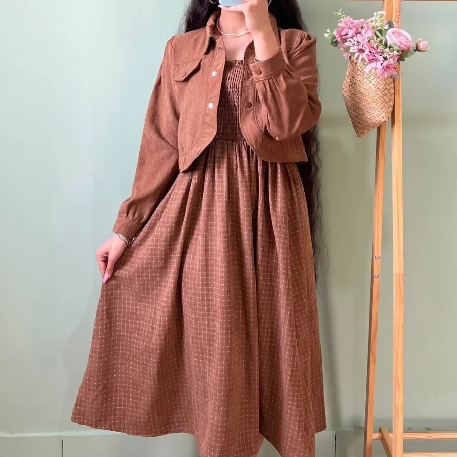 پیراهن دوتیکه جنس کتان