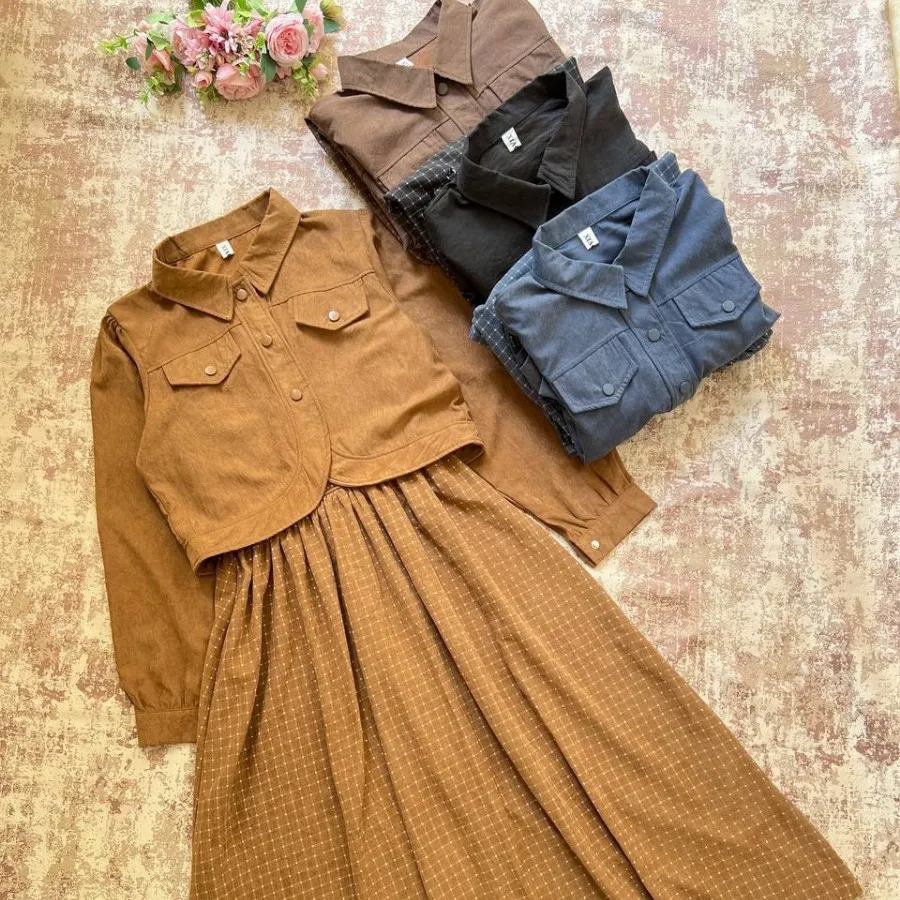 پیراهن دوتیکه جنس کتان