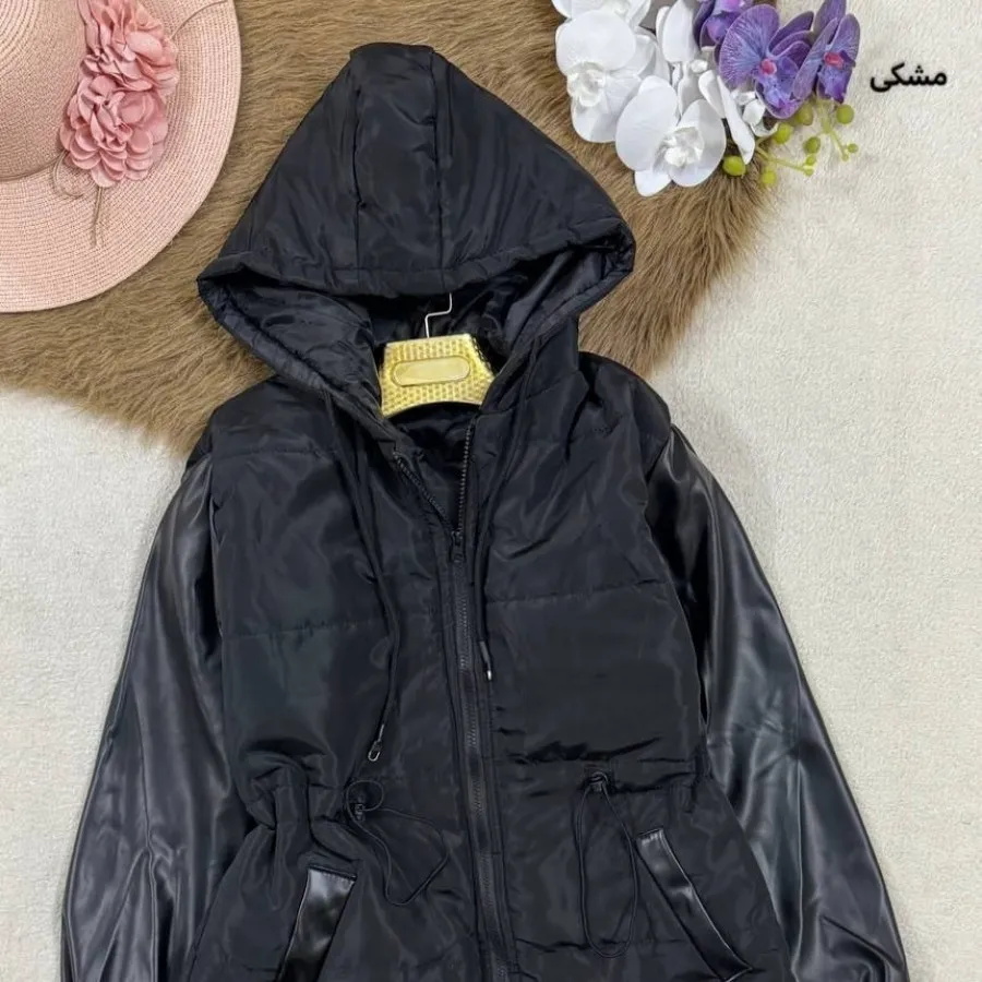 کاپشن آستین چرم