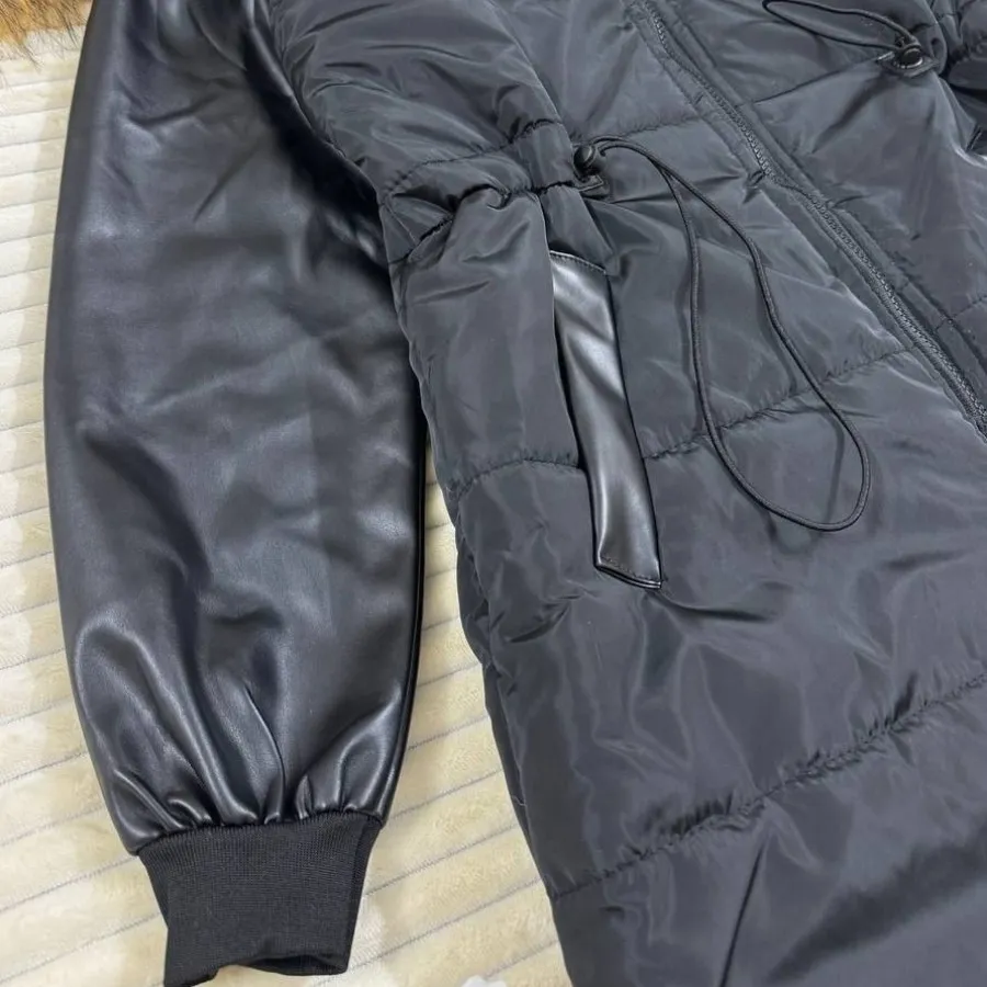 کاپشن آستین چرم