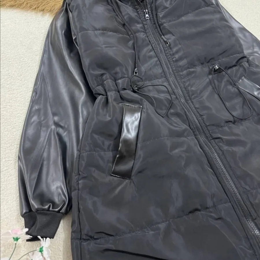 کاپشن آستین چرم