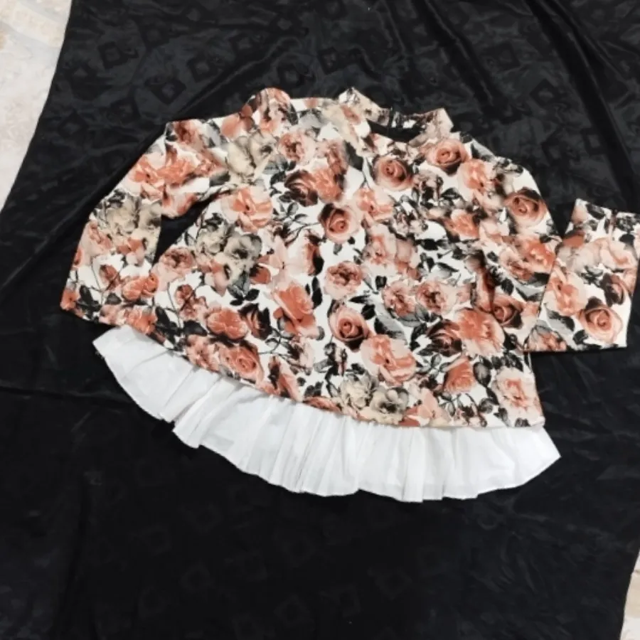 شومیز مجلسی گلدار کرپ