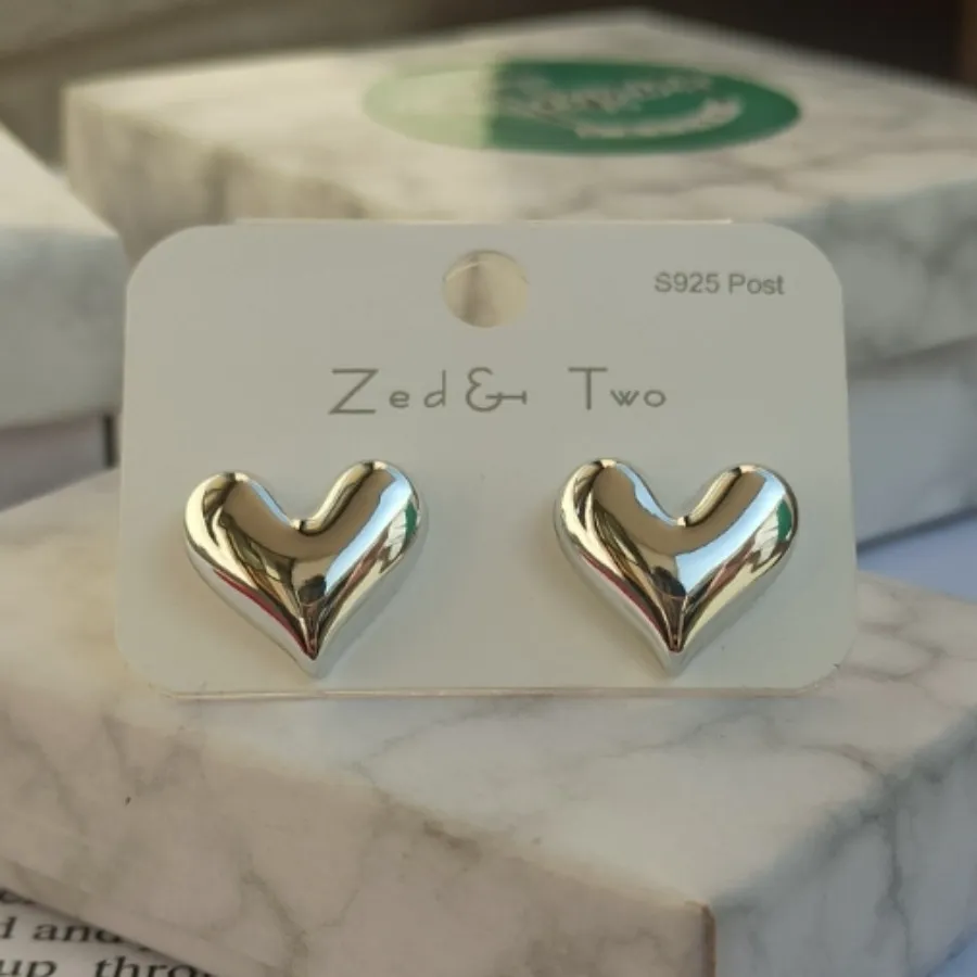 گوشواره قلب نقره ای