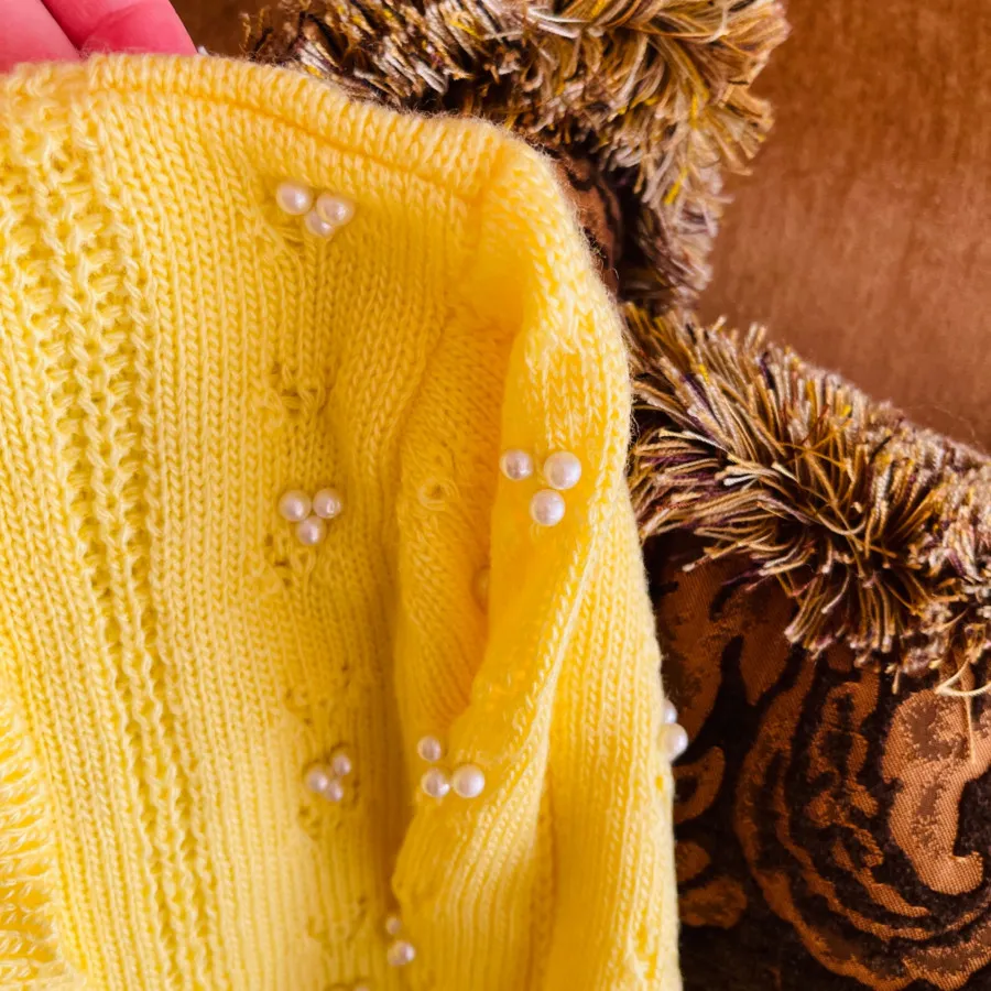 بافتنی زرد مرواریدی ترک