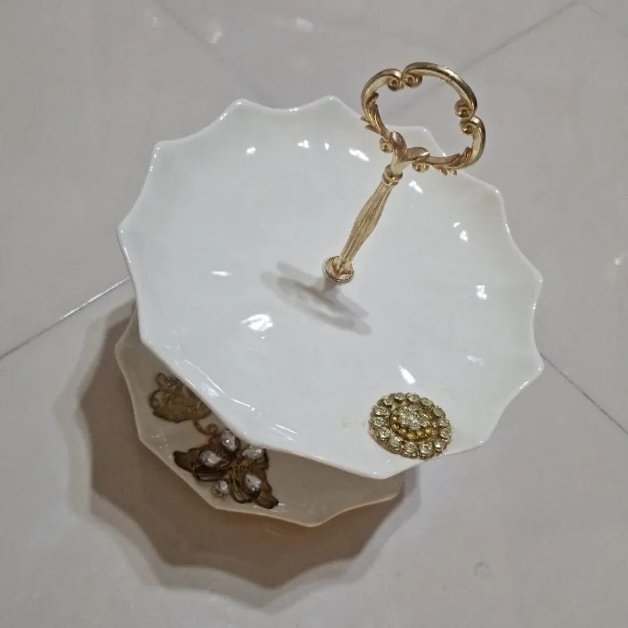 ظرف شیرینی  چینی دوطبقه