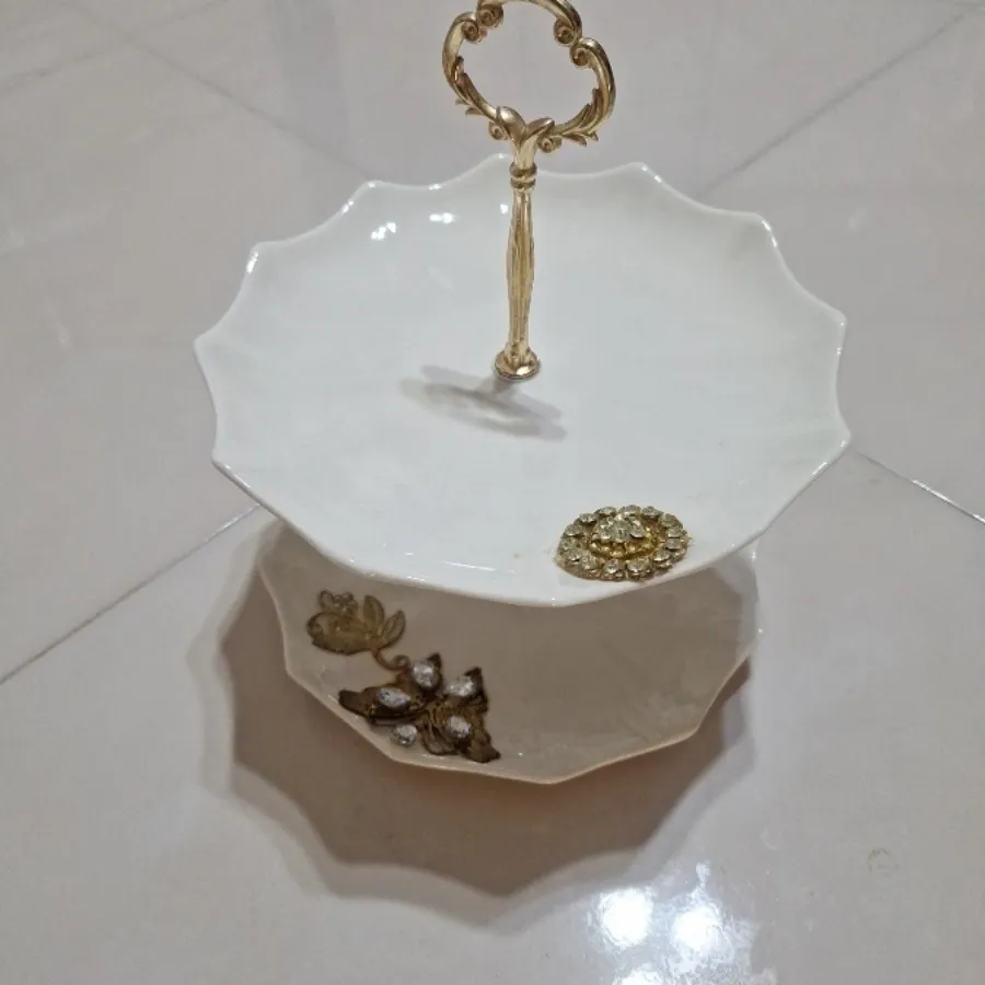 ظرف شیرینی  چینی دوطبقه