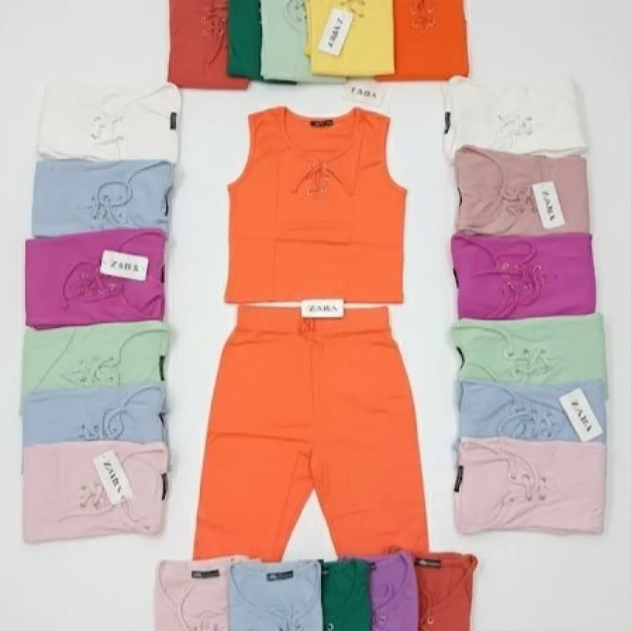 تاپ و شلوار کتان کش ZARA