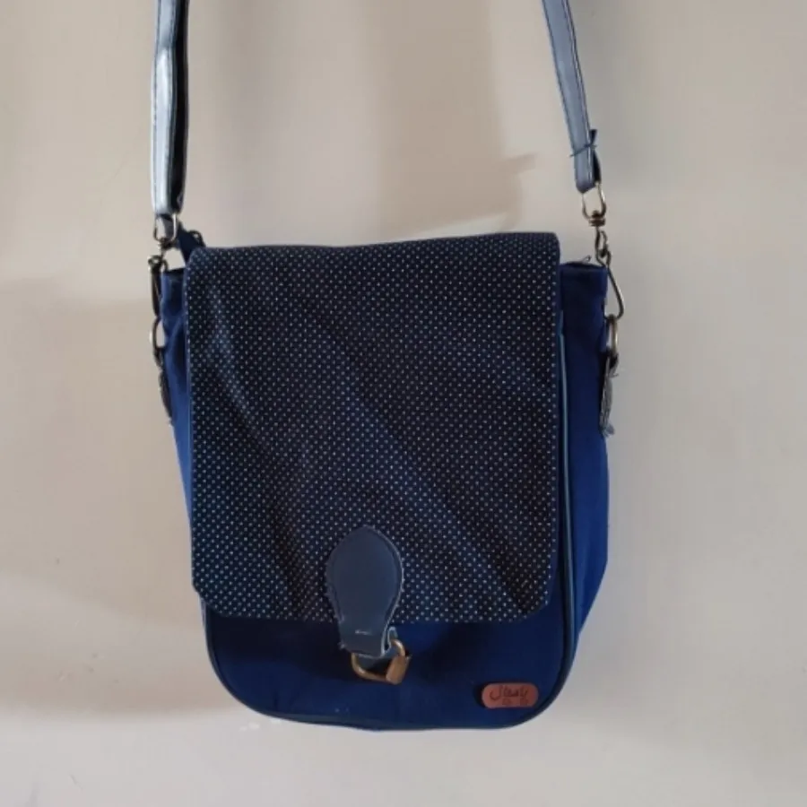 کیف سورمه ای کتان پارچه