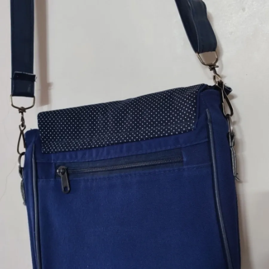 کیف سورمه ای کتان پارچه