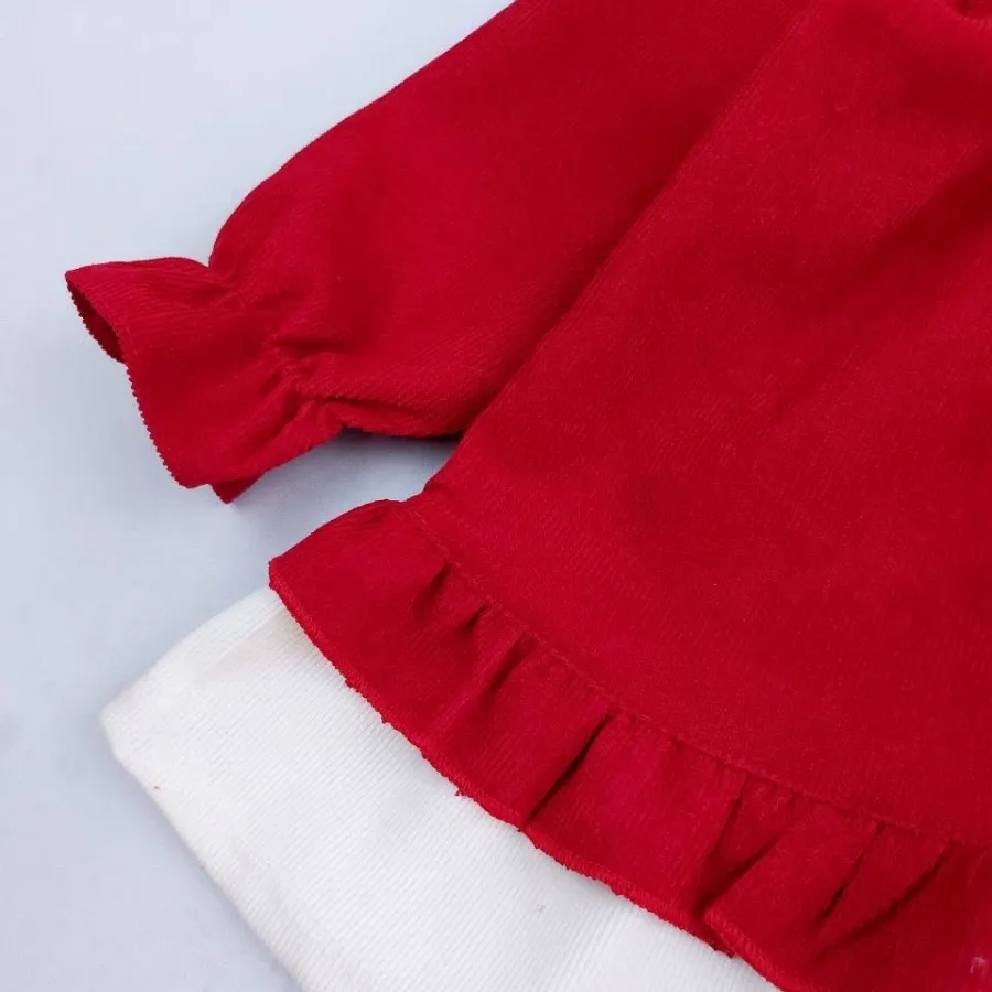 .پیراهن مخمل قرمز یقه ملو