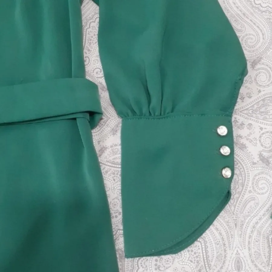 شومیز بلند رسمی سبز زمردی