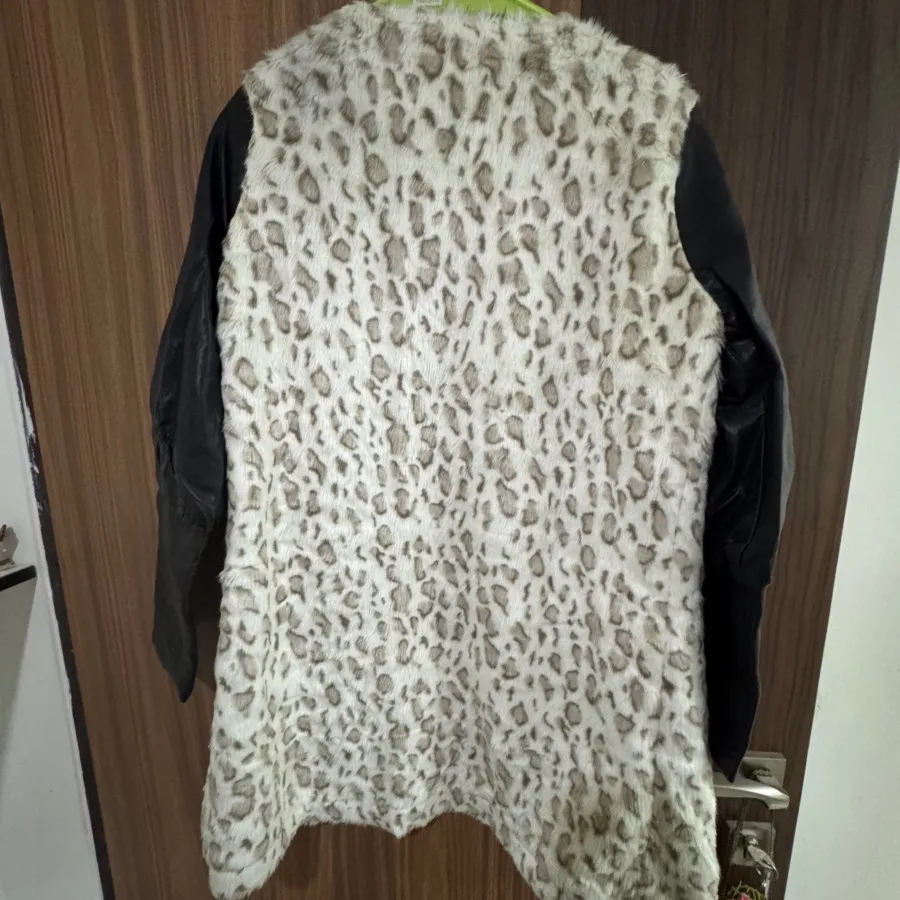 پالتو پلنگی استین چرم