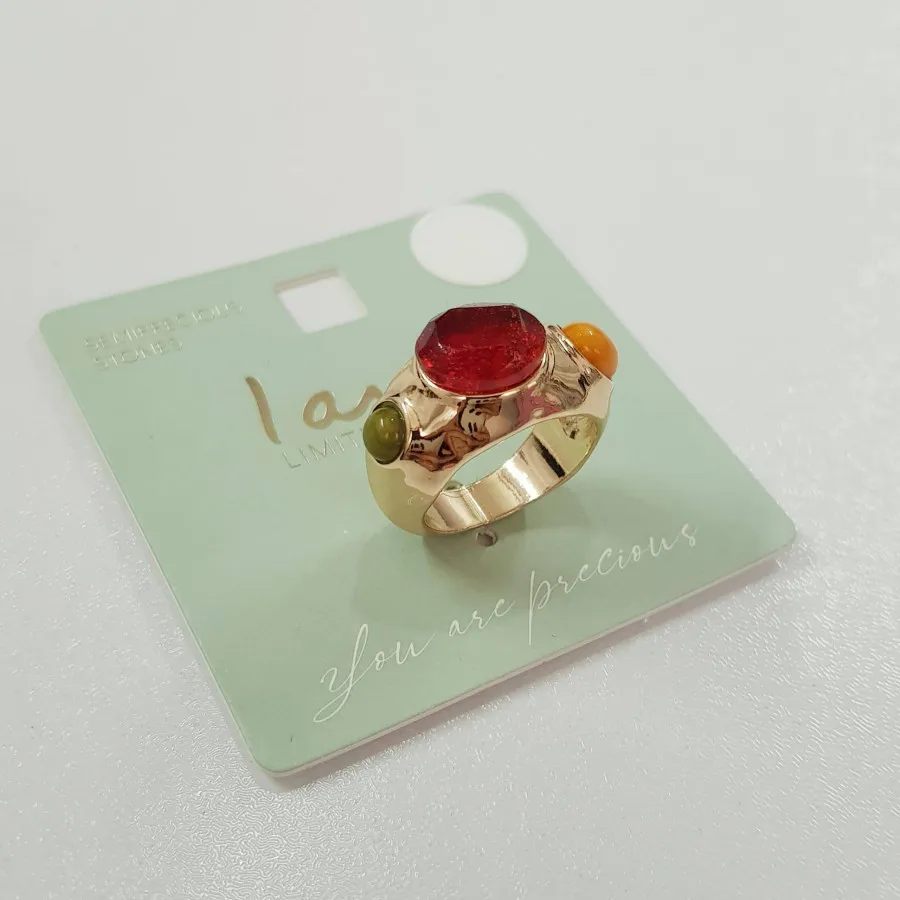 انگشتر طلایی نگین رنگی