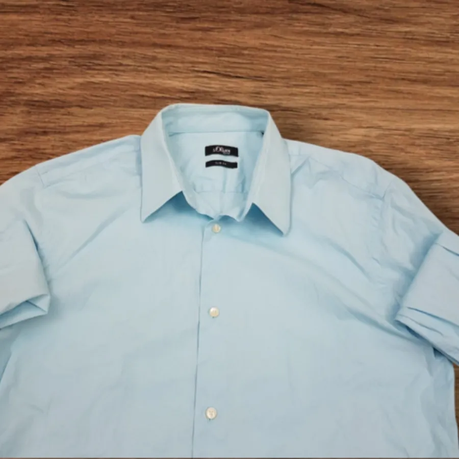 پیراهن آبی پارچه پوپلین