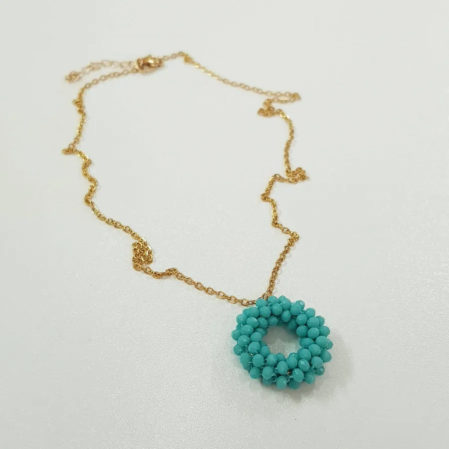 گردنبند استیل منجوق آبی