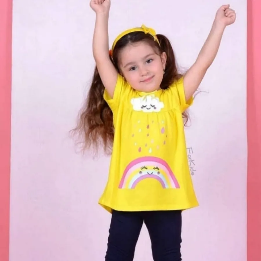 لباس تونیک زرد رنگین کمان