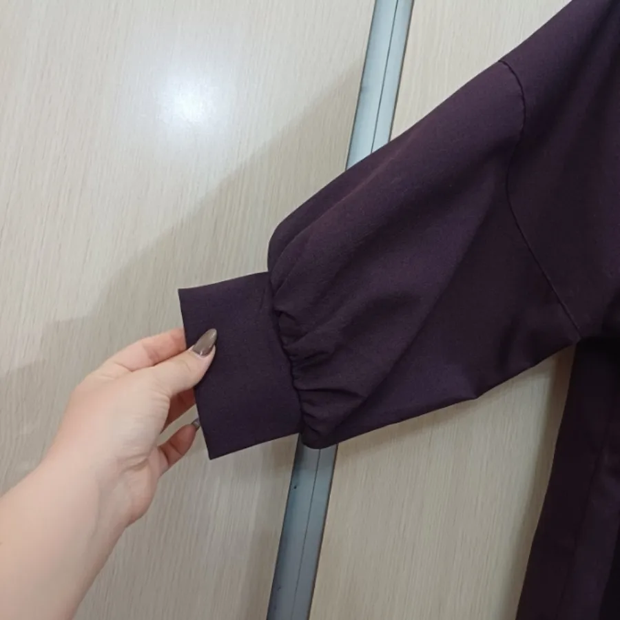 مانتو آستین پفی بادمجانی