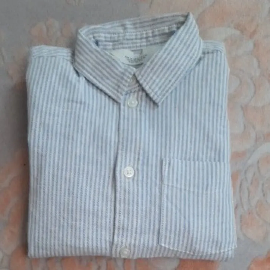 پیراهن لینن راه راه H&M