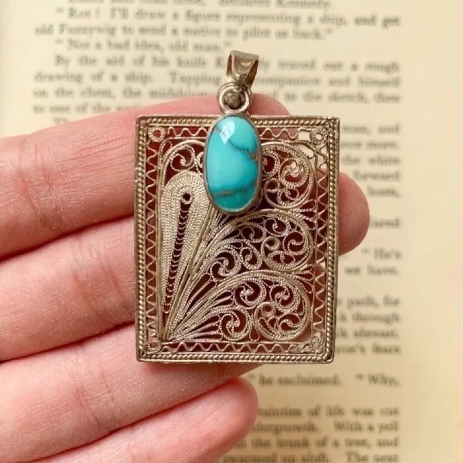 آویز نقره و فیروزه