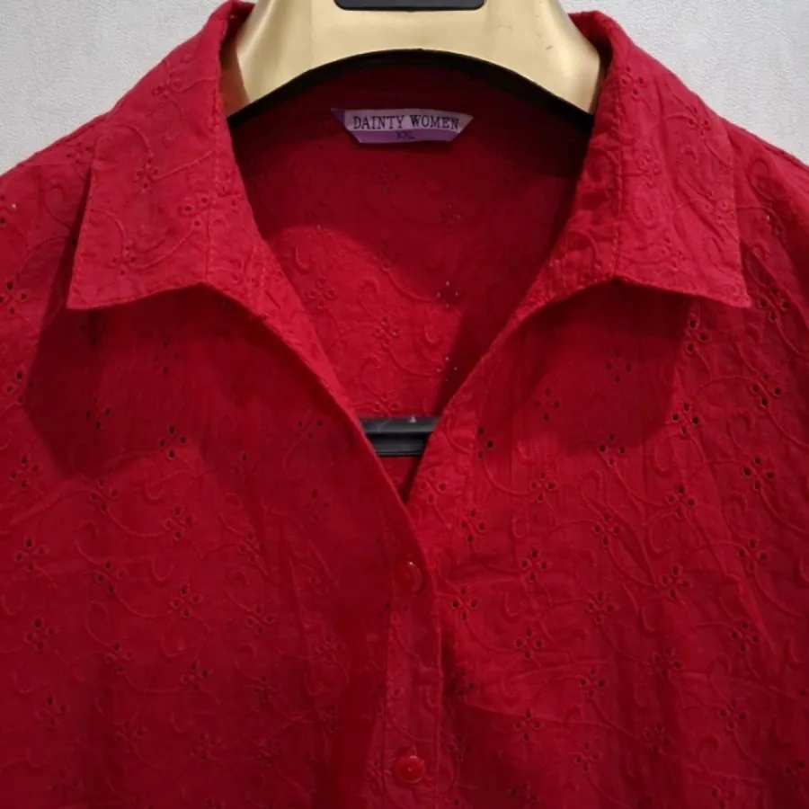 شومیز قرمز خامه دوزی