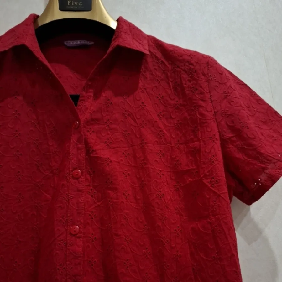 شومیز قرمز خامه دوزی