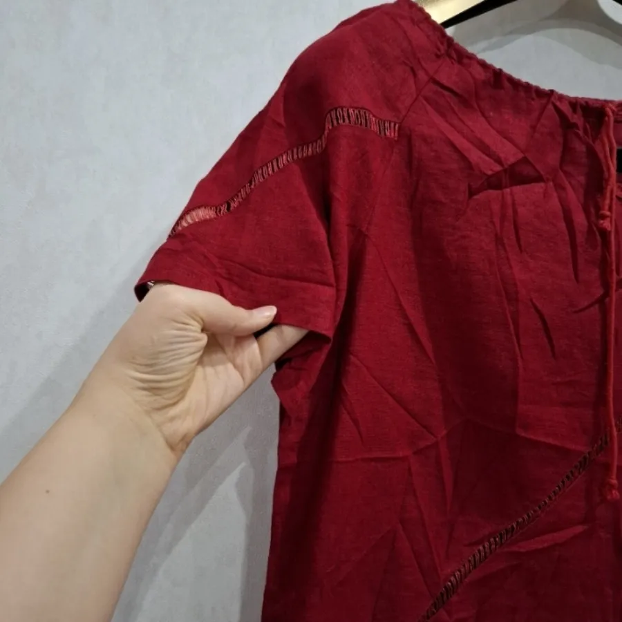 شومیز قرمز آستین کوتاه