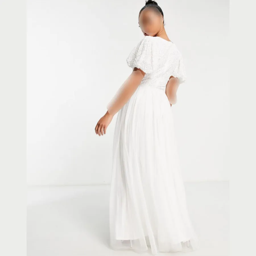 لباس عروس سفید توردار