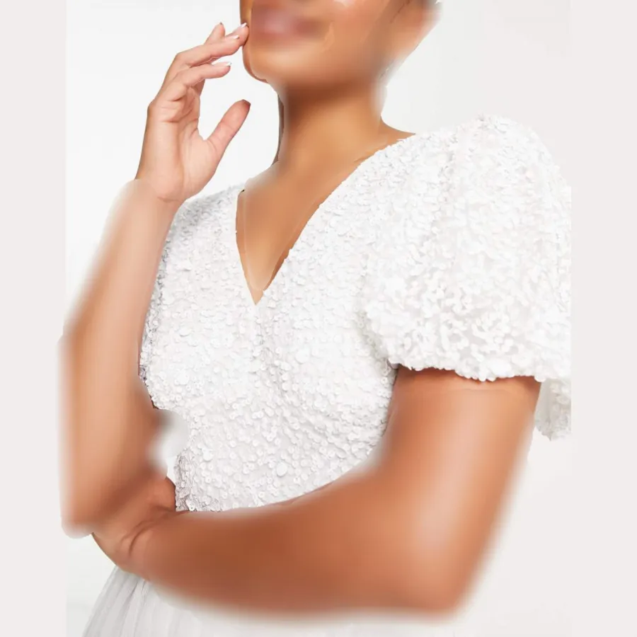 لباس عروس سفید توردار