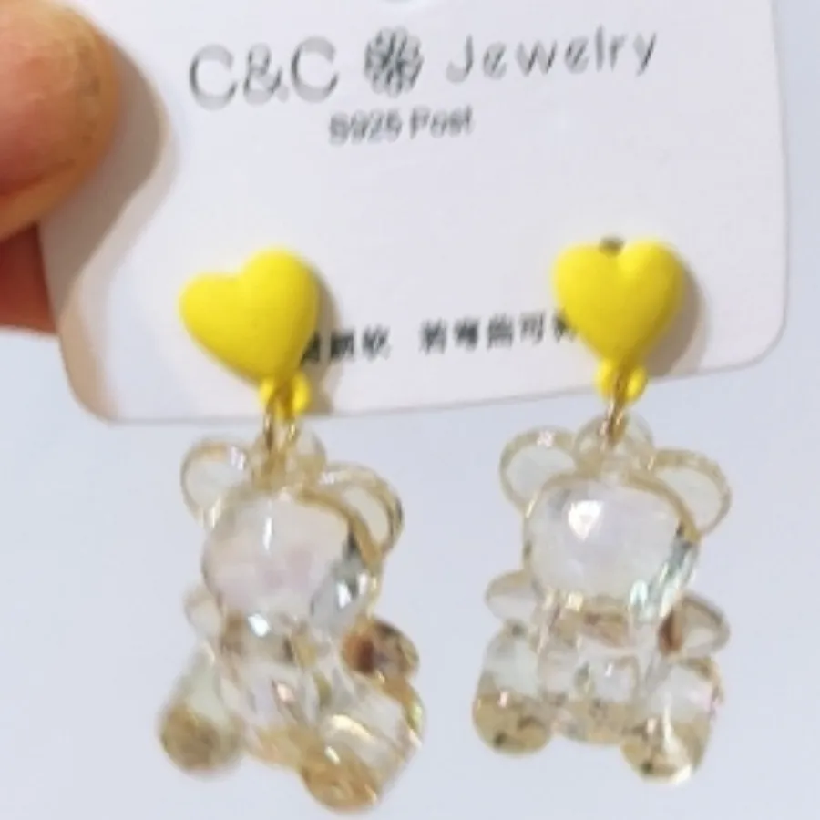 گوشواره پاندا با میخ نقره