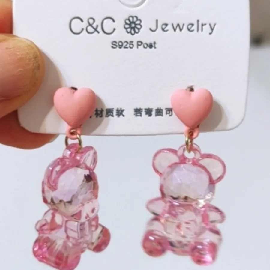 گوشواره پاندا با میخ نقره