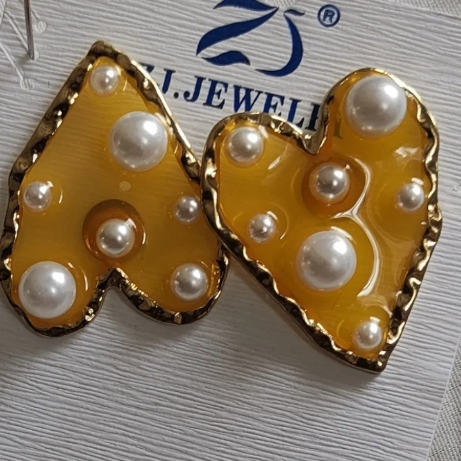 گوشواره قلب مینا ومروارید