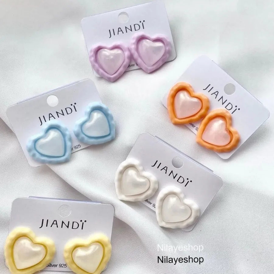 گوشواره رنگی میخ نقره سبک