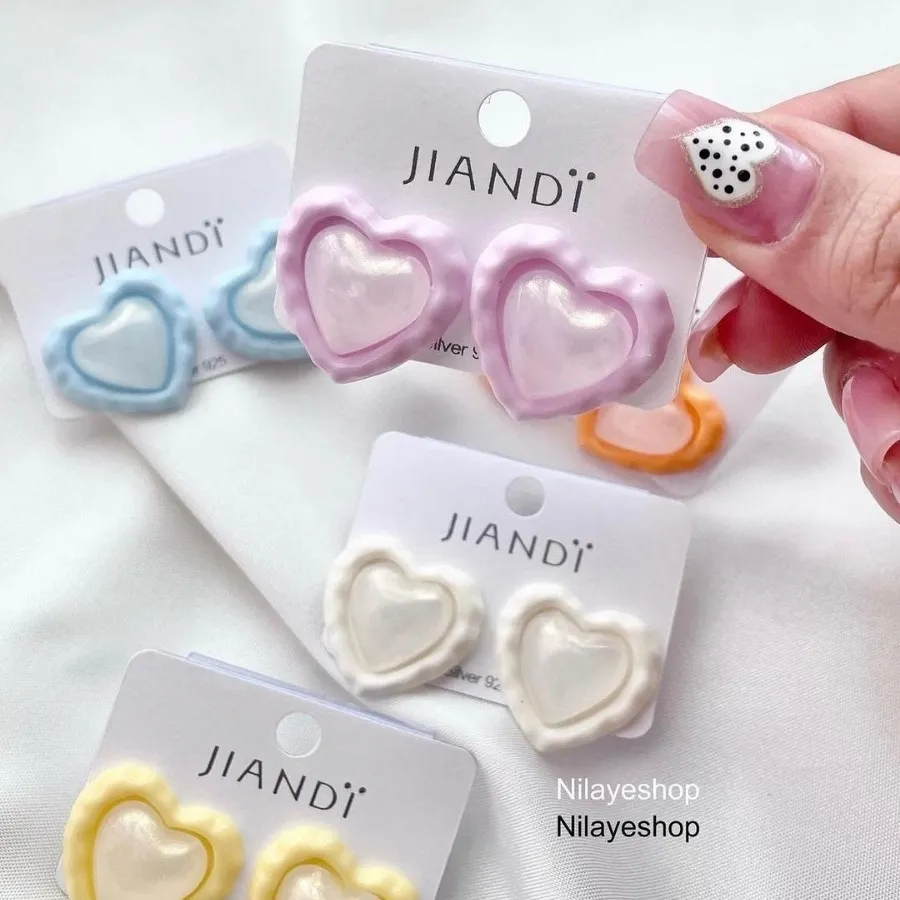 گوشواره رنگی میخ نقره سبک